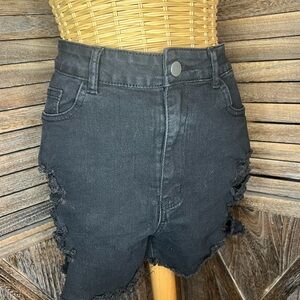 Black Distressed Women's Shorts